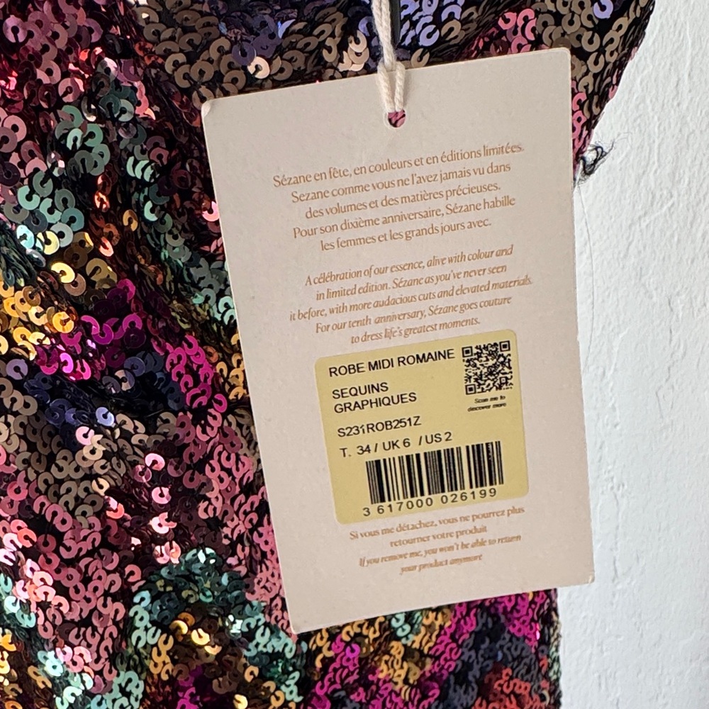 Sezane Romaine Strapless Dress - Multicolor Sequins - Picture 4 of 6